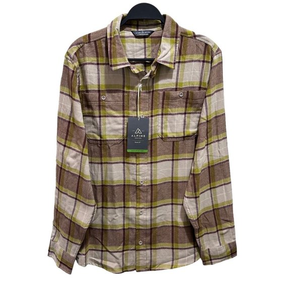 Alpine Design Other - NWT Alpine Design Mens Size L Tree Moss Plaid Brushed Flannel Long Sleeve Shirt